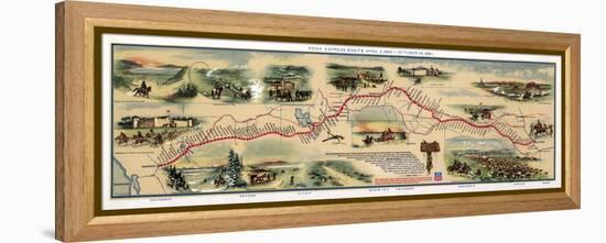 Map of Pony Express Route, 1860-1861-Science Source-Framed Premier Image Canvas