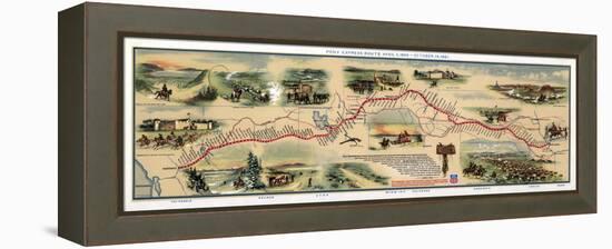 Map of Pony Express Route, 1860-1861-Science Source-Framed Premier Image Canvas