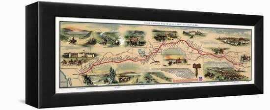 Map of Pony Express Route, 1860-1861-Science Source-Framed Premier Image Canvas