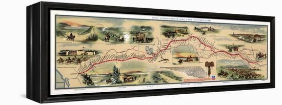 Map of Pony Express Route, 1860-1861-Science Source-Framed Premier Image Canvas