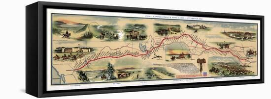 Map of Pony Express Route, 1860-1861-Science Source-Framed Premier Image Canvas