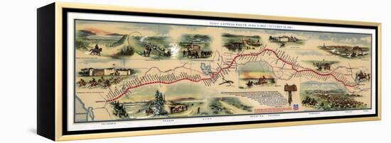 Map of Pony Express Route, 1860-1861-Science Source-Framed Premier Image Canvas