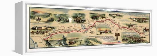 Map of Pony Express Route, 1860-1861-Science Source-Framed Premier Image Canvas