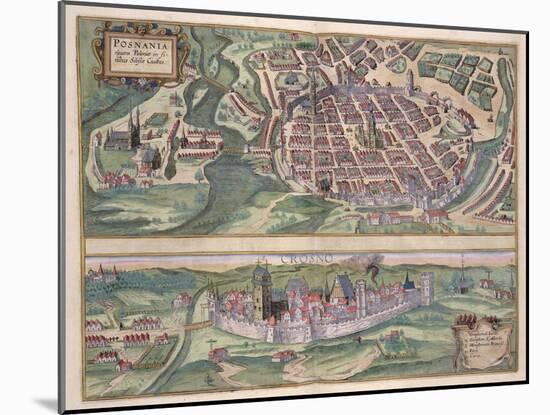 Map of Poznan and Gruczno, from Civitates Orbis Terrarum by Georg Braun-Joris Hoefnagel-Mounted Giclee Print