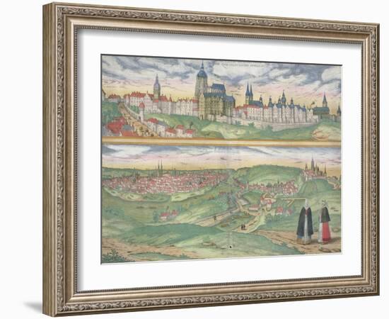 Map of Prague, from "Civitates Orbis Terrarum" by Georg Braun and Frans Hogenberg, circa 1572-Joris Hoefnagel-Framed Giclee Print