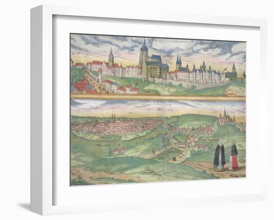 Map of Prague, from "Civitates Orbis Terrarum" by Georg Braun and Frans Hogenberg, circa 1572-Joris Hoefnagel-Framed Giclee Print