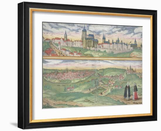 Map of Prague, from "Civitates Orbis Terrarum" by Georg Braun and Frans Hogenberg, circa 1572-Joris Hoefnagel-Framed Giclee Print