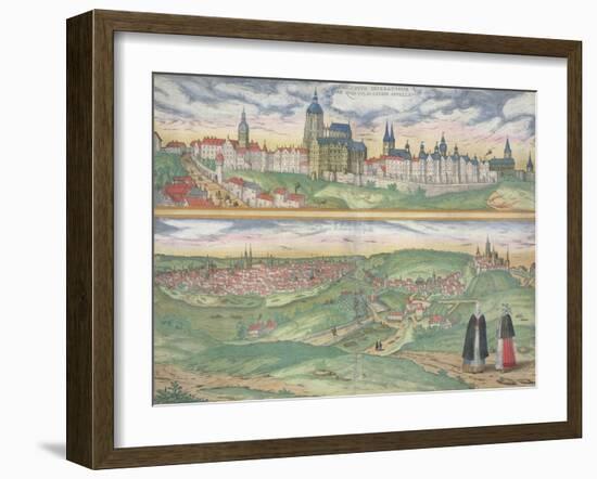 Map of Prague, from "Civitates Orbis Terrarum" by Georg Braun and Frans Hogenberg, circa 1572-Joris Hoefnagel-Framed Giclee Print