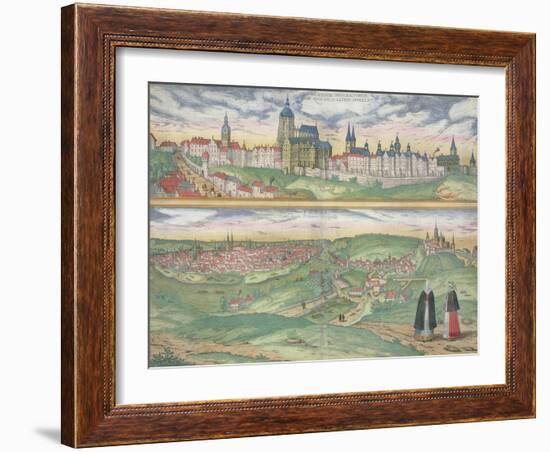 Map of Prague, from "Civitates Orbis Terrarum" by Georg Braun and Frans Hogenberg, circa 1572-Joris Hoefnagel-Framed Giclee Print