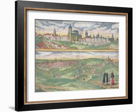 Map of Prague, from "Civitates Orbis Terrarum" by Georg Braun and Frans Hogenberg, circa 1572-Joris Hoefnagel-Framed Giclee Print