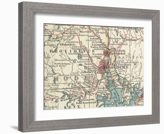 Map of Providence (C. 1900), Maps-Encyclopaedia Britannica-Framed Art Print