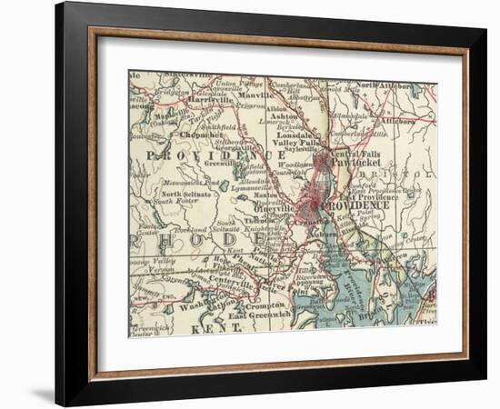 Map of Providence (C. 1900), Maps-Encyclopaedia Britannica-Framed Art Print