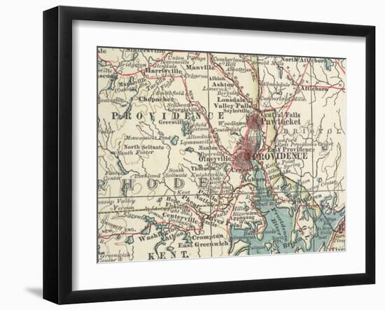 Map of Providence (C. 1900), Maps-Encyclopaedia Britannica-Framed Art Print