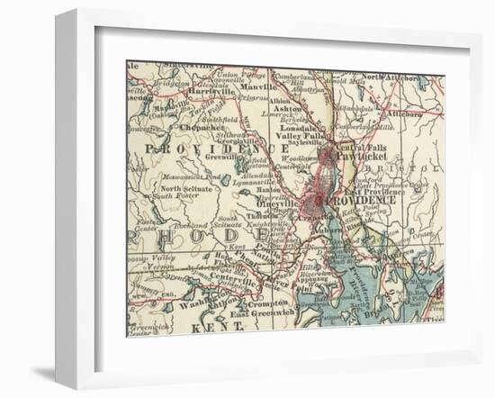 Map of Providence (C. 1900), Maps-Encyclopaedia Britannica-Framed Art Print