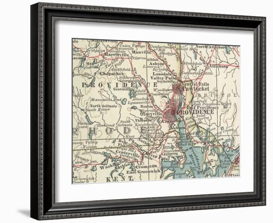 Map of Providence (C. 1900), Maps-Encyclopaedia Britannica-Framed Art Print