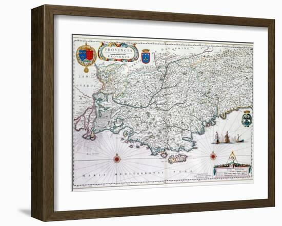 Map of 'Provincia' or Provence, Now Part of Southern France, 1638-Willem Janszoon Blaeu-Framed Giclee Print