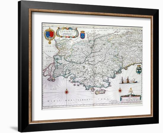 Map of 'Provincia' or Provence, Now Part of Southern France, 1638-Willem Janszoon Blaeu-Framed Giclee Print