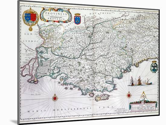 Map of 'Provincia' or Provence, Now Part of Southern France, 1638-Willem Janszoon Blaeu-Mounted Giclee Print