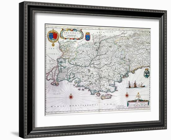 Map of 'Provincia' or Provence, Now Part of Southern France, 1638-Willem Janszoon Blaeu-Framed Giclee Print