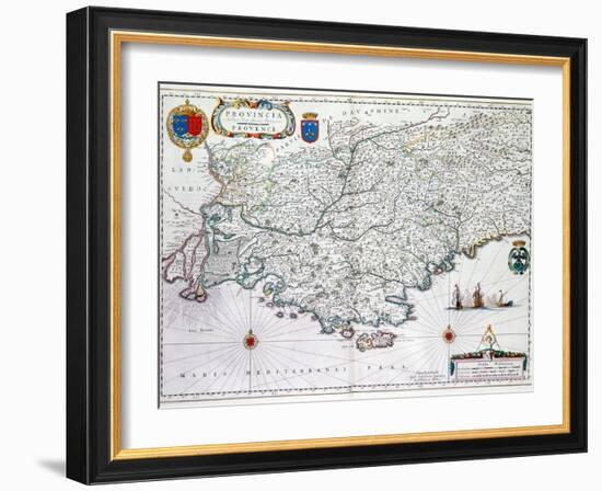 Map of 'Provincia' or Provence, Now Part of Southern France, 1638-Willem Janszoon Blaeu-Framed Giclee Print