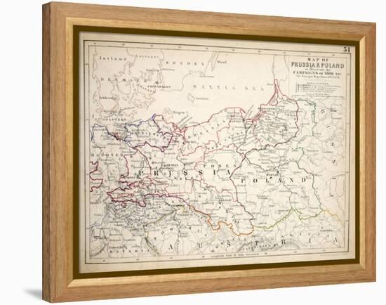 Map of Prussia and Poland, Published by William Blackwood and Sons, Edinburgh and London, 1848-Alexander Keith Johnston-Framed Premier Image Canvas