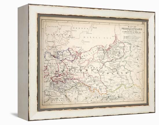 Map of Prussia and Poland, Published by William Blackwood and Sons, Edinburgh and London, 1848-Alexander Keith Johnston-Framed Premier Image Canvas