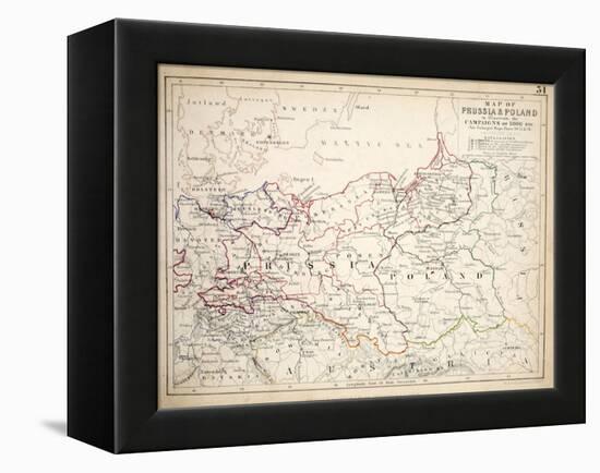 Map of Prussia and Poland, Published by William Blackwood and Sons, Edinburgh and London, 1848-Alexander Keith Johnston-Framed Premier Image Canvas