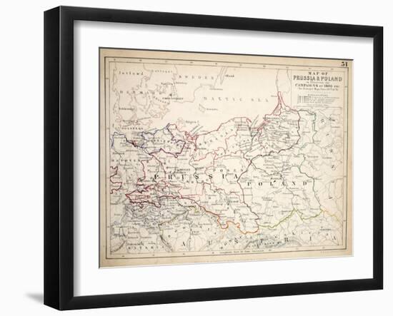 Map of Prussia and Poland, Published by William Blackwood and Sons, Edinburgh and London, 1848-Alexander Keith Johnston-Framed Giclee Print