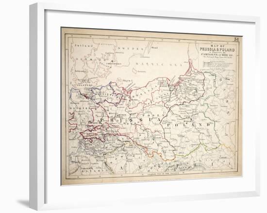 Map of Prussia and Poland, Published by William Blackwood and Sons, Edinburgh and London, 1848-Alexander Keith Johnston-Framed Giclee Print