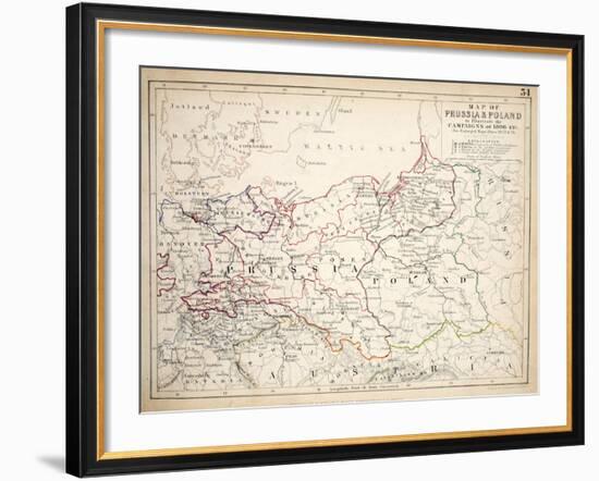 Map of Prussia and Poland, Published by William Blackwood and Sons, Edinburgh and London, 1848-Alexander Keith Johnston-Framed Giclee Print