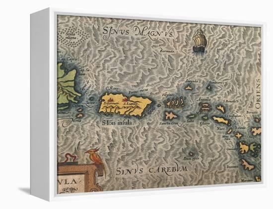 Map of Puerto Rico and the Antilles-null-Framed Premier Image Canvas