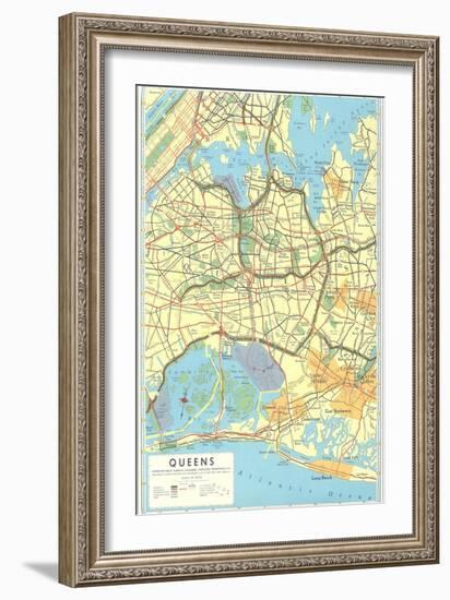 Map of Queens, New York-null-Framed Art Print