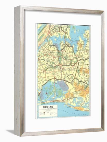 Map of Queens, New York-null-Framed Art Print