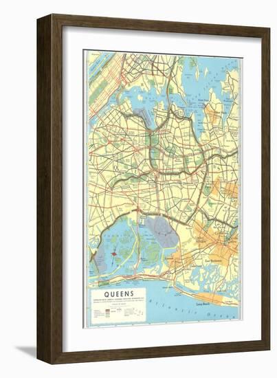 Map of Queens, New York-null-Framed Art Print