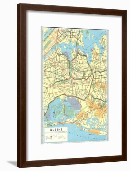 Map of Queens, New York-null-Framed Art Print