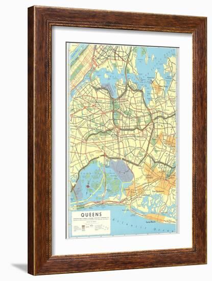 Map of Queens, New York-null-Framed Art Print