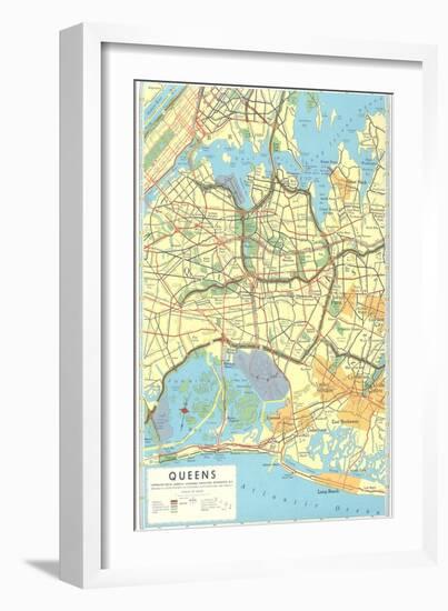 Map of Queens, New York-null-Framed Art Print