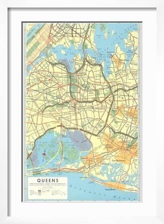 Map Of Queens New York Map Of Queens, New York' Art Print | Art.com