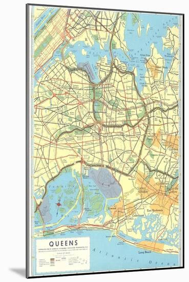 Map of Queens, New York-null-Mounted Art Print