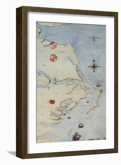 Map of Raleigh's Virginia-John White-Framed Giclee Print