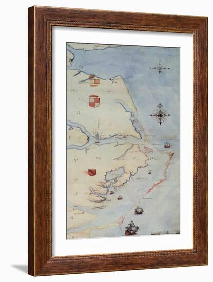 Map of Raleigh's Virginia-John White-Framed Giclee Print