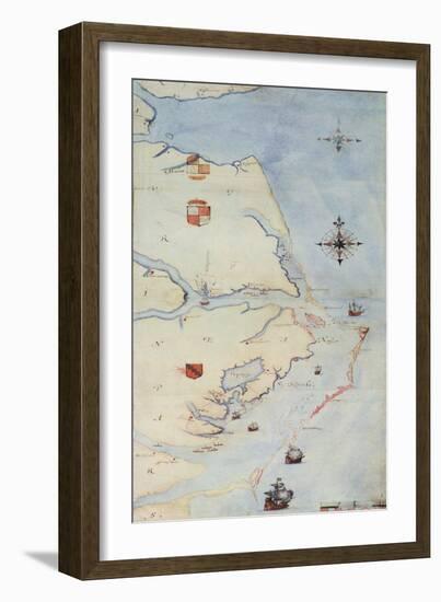 Map of Raleigh's Virginia-John White-Framed Giclee Print