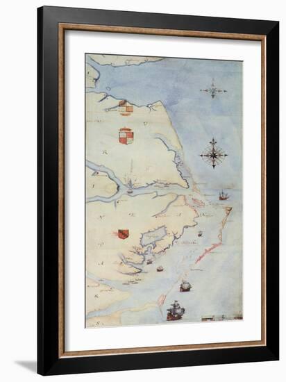 Map of Raleigh's Virginia-John White-Framed Giclee Print