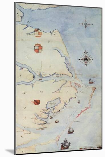 Map of Raleigh's Virginia-John White-Mounted Giclee Print