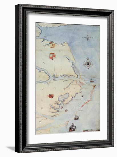 Map of Raleigh's Virginia-John White-Framed Giclee Print