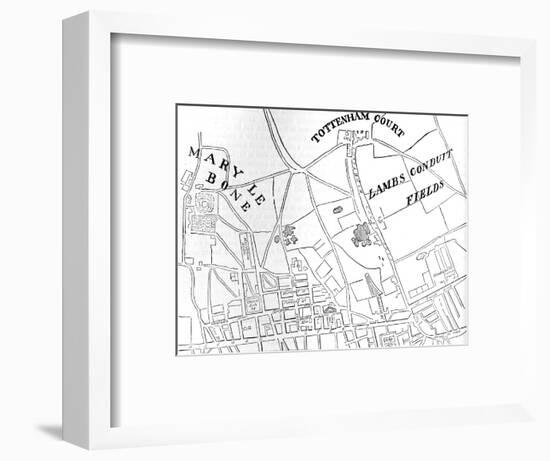 Map of Rathbone Place and its neighbourhood, Westminster, London, 1746 (1878)-Unknown-Framed Giclee Print