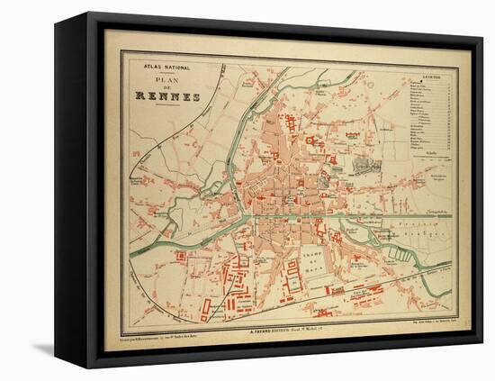 Map of Rennes France-null-Framed Premier Image Canvas