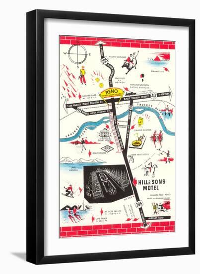 Map of Reno Vicinity, Nevada-null-Framed Art Print