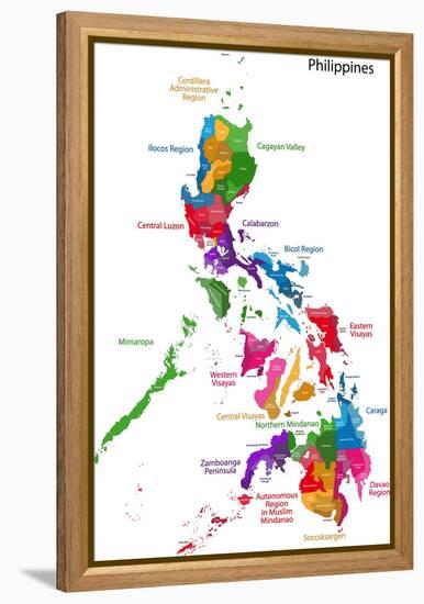 Map of Republic of the Philippines with Eighty Provinces-Volina-Framed Stretched Canvas