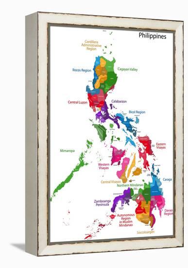 Map of Republic of the Philippines with Eighty Provinces-Volina-Framed Stretched Canvas